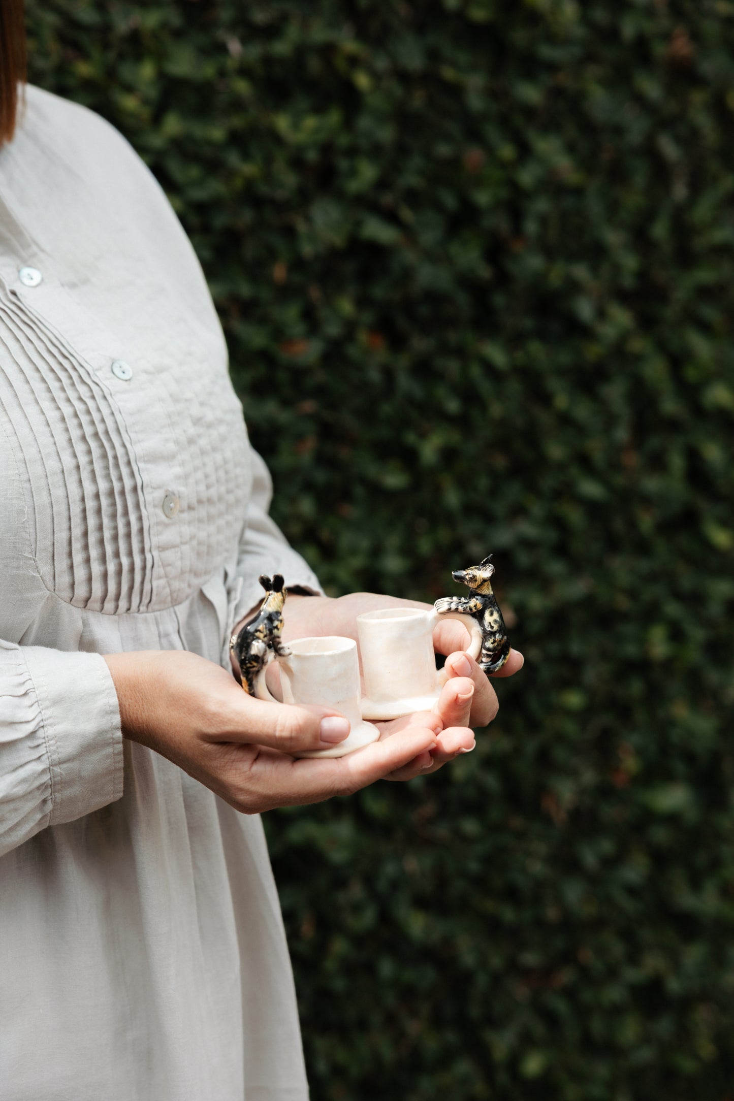 hanging ceramic sculptures endangered animals rachael wild south africa