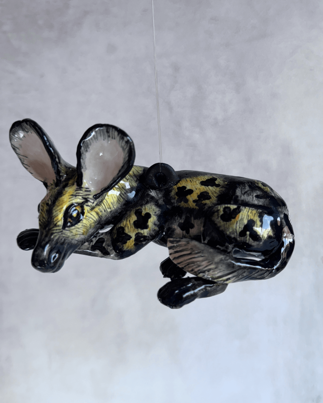 hanging ceramic sculptures endangered animals rachael wild south africa