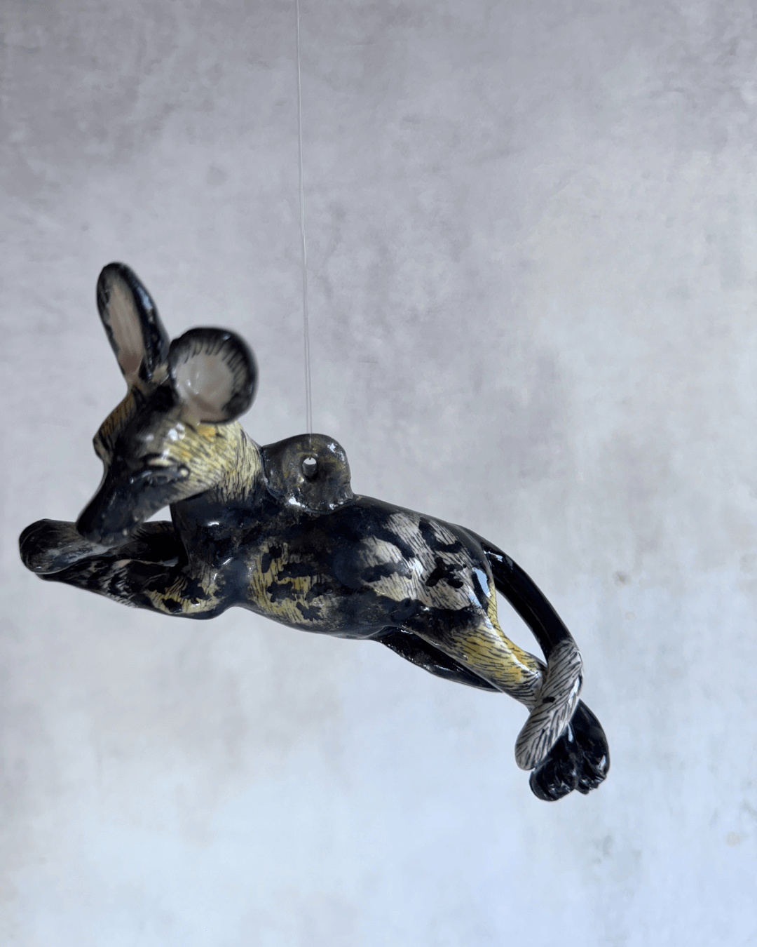hanging ceramic sculptures endangered animals rachael wild south africa