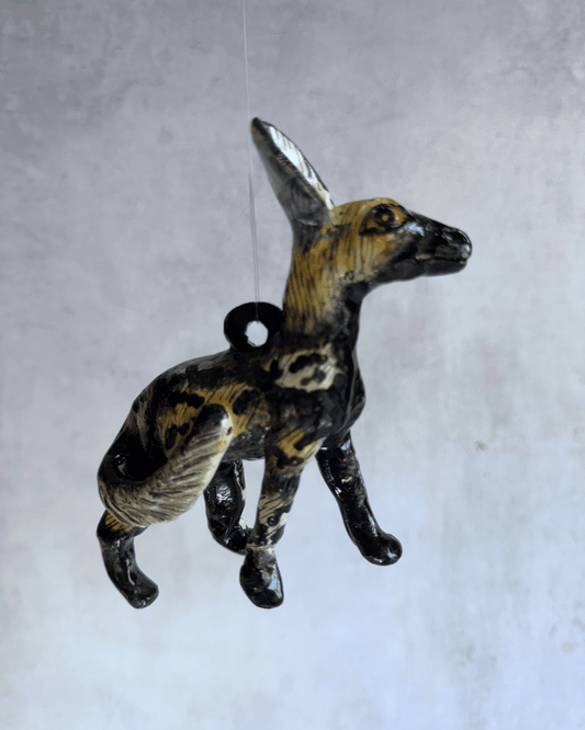 hanging ceramic sculptures endangered animals rachael wild south africa