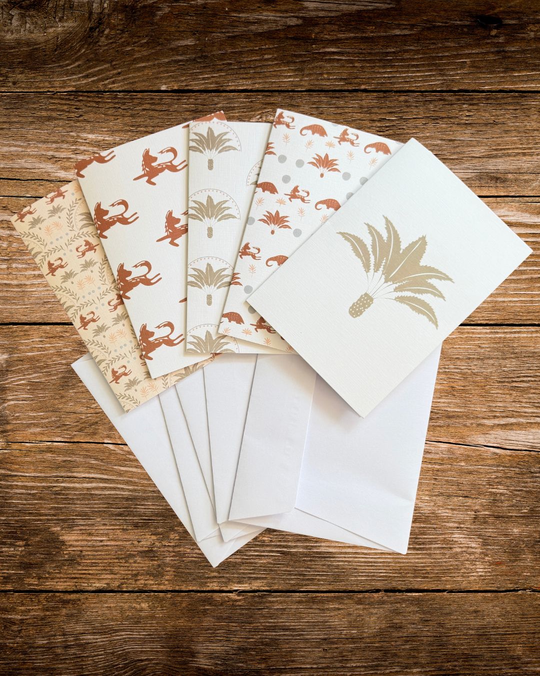 the pattern set, five rachael wild pattern cards with blank envelopes