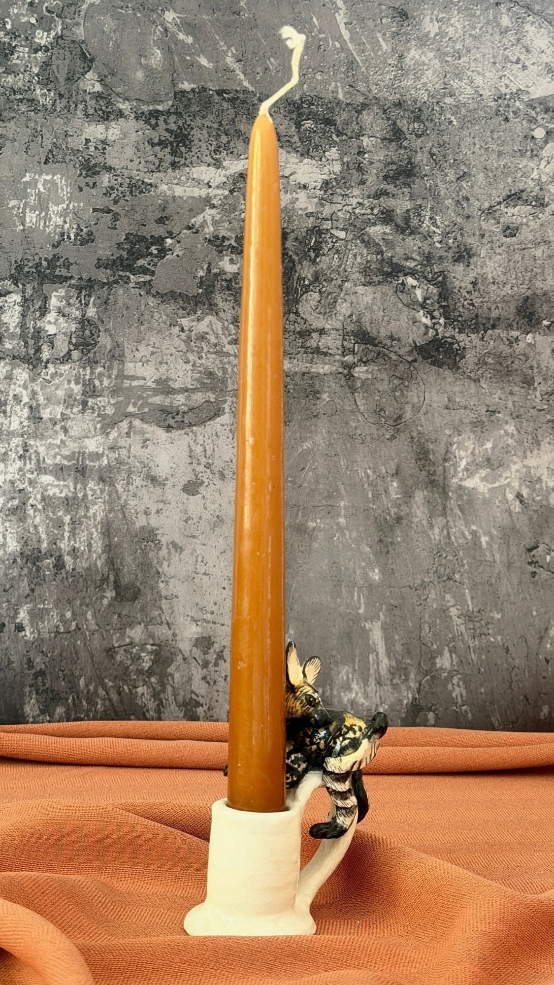 wild dog candle holder