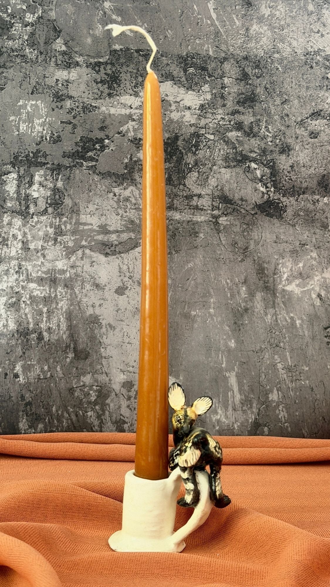 wild dog candle holder