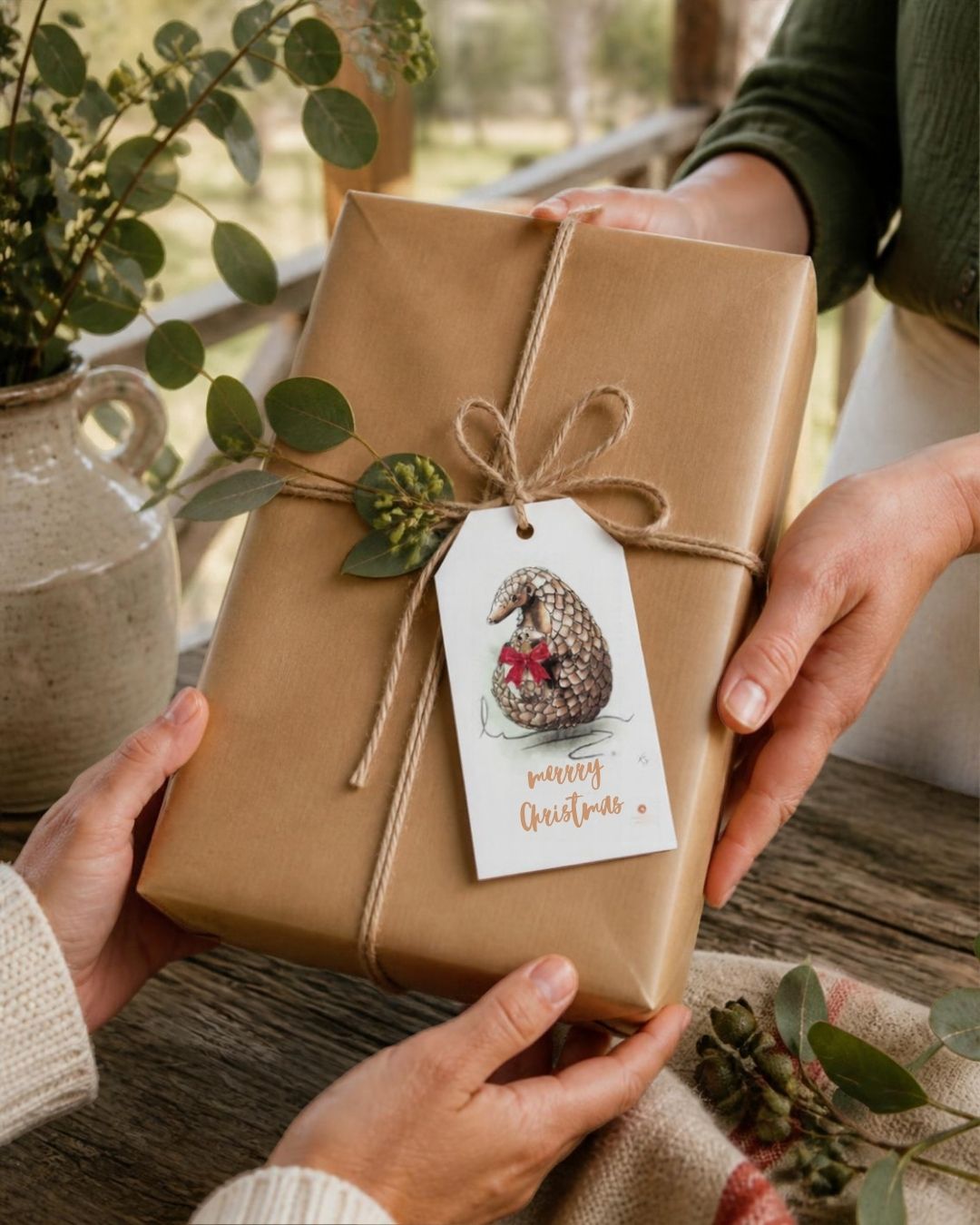 rachael wild christmas gift tags tied onto wrapped presents