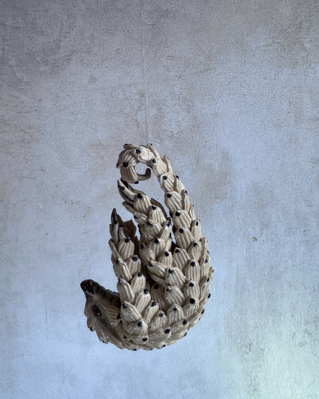 hanging ceramic sculptures endangered animals rachael wild south africa