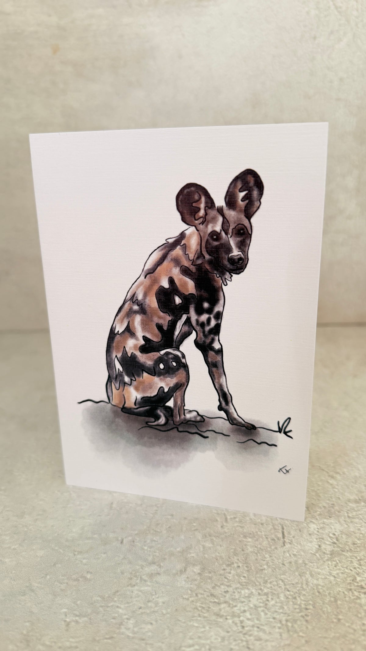 Wild dog South Africa Rachael Wild painted lime gift card