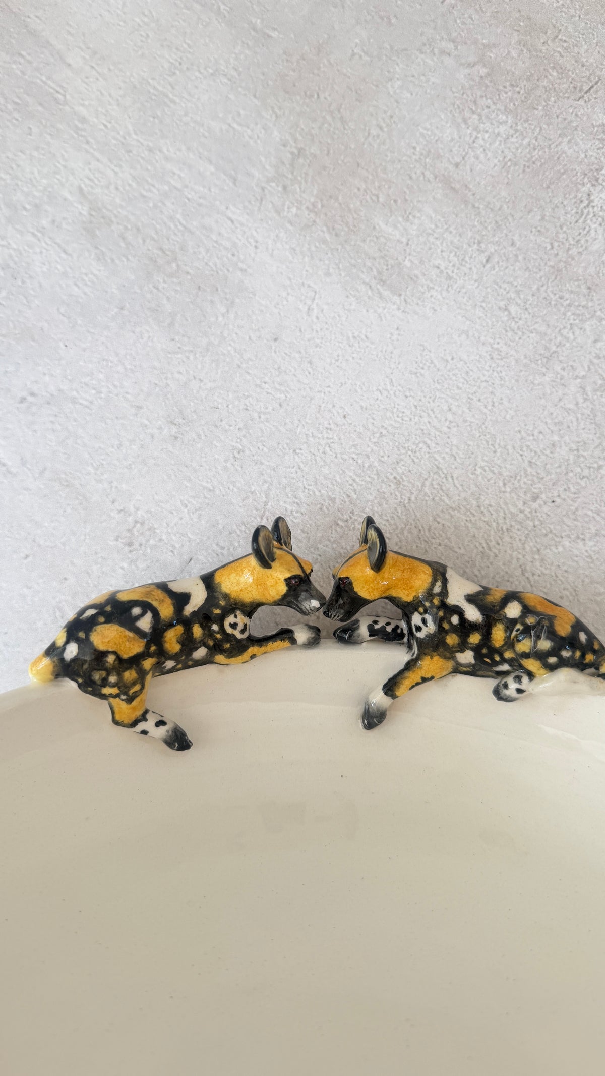 wild dog ceramic bowl, one-of-a-kind handmade piece