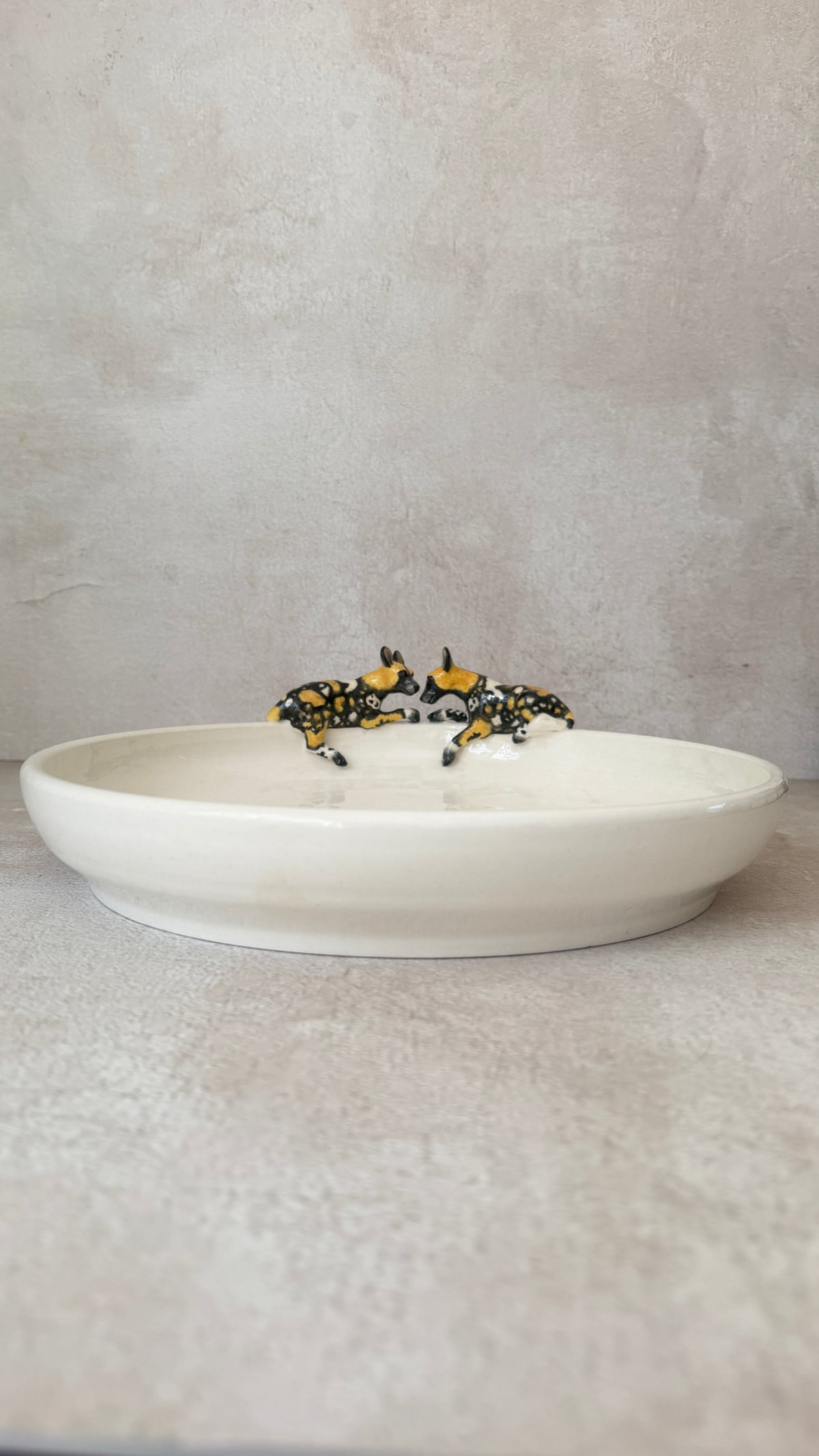 hand-painted african wild dog bowl, 30cm ceramic