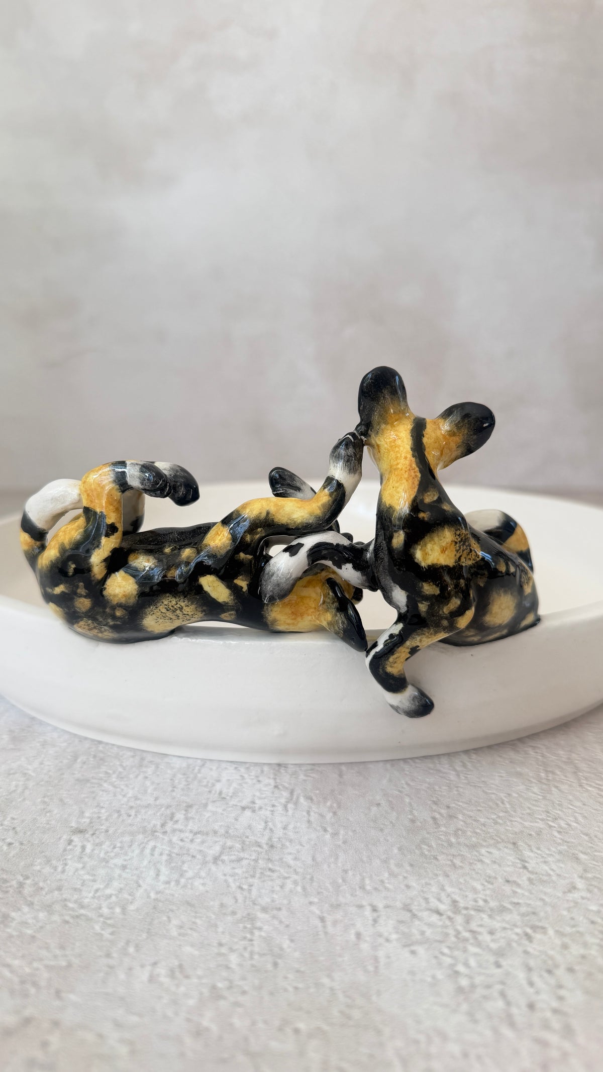 wild dog ceramic bowl for salads and shared meals, 30cm