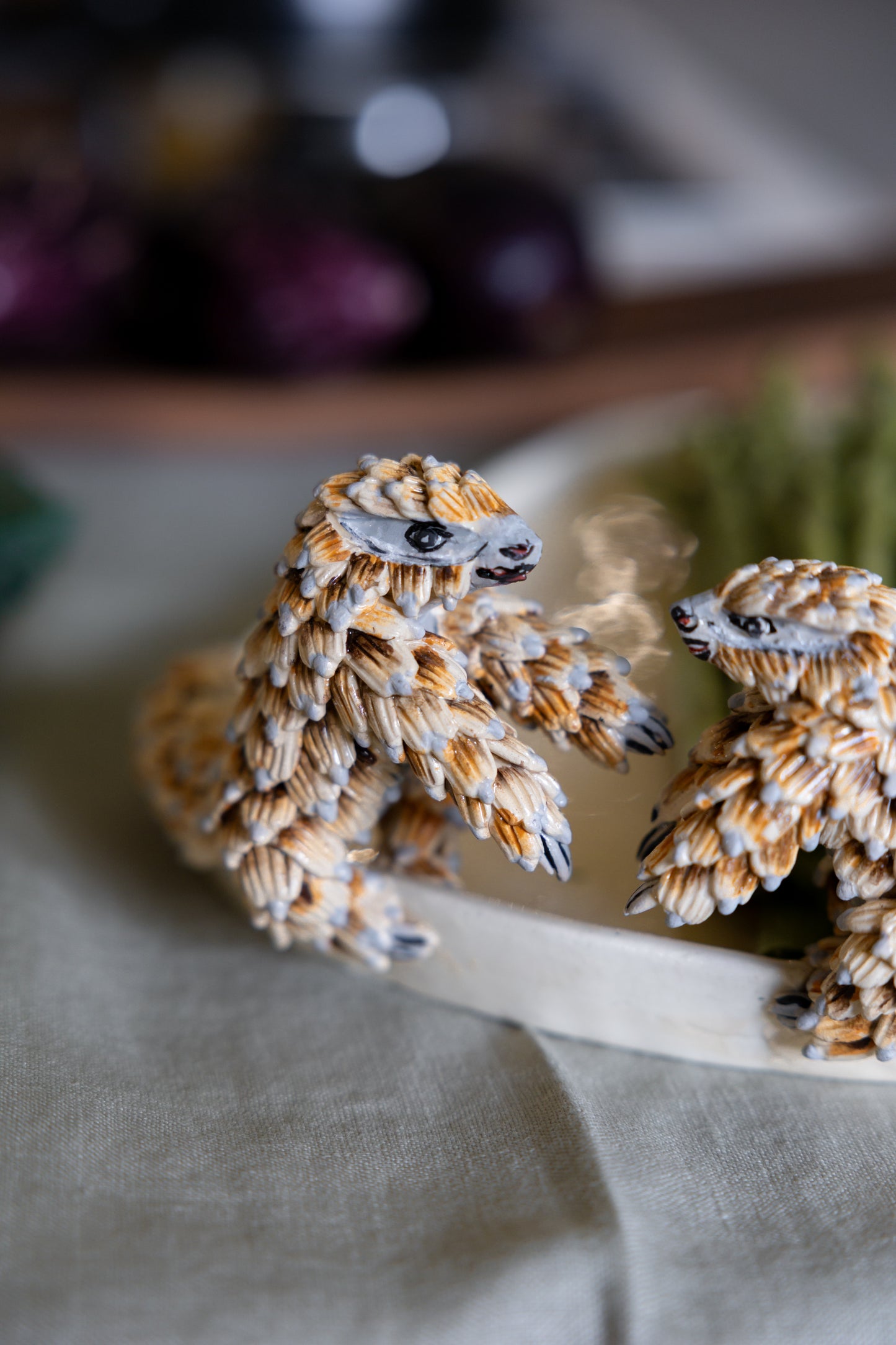 hanging ceramic sculptures endangered animals rachael wild south africa