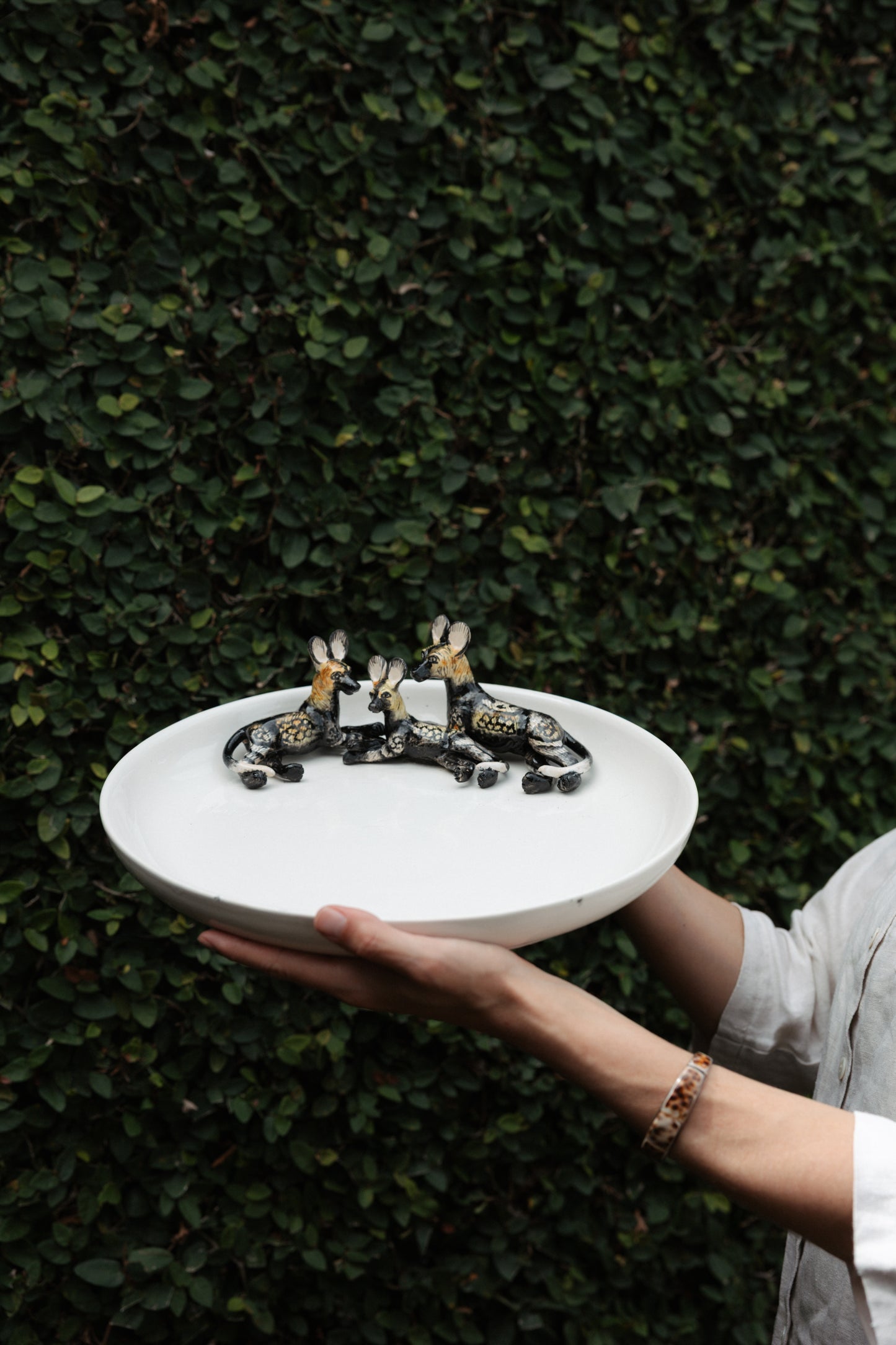 hanging ceramic sculptures endangered animals rachael wild south africa